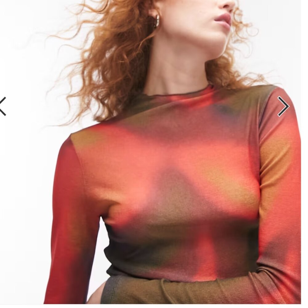 Topshop Heat Mapping High Neck Long Sleeve Top